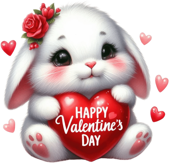 Happy Valentine's Day Bunny Design pressed on a garment