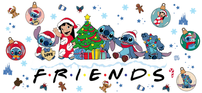 Lilo and Stitch Friends Glass Cup Wrap | DTF Dallas - DTF Dallas 