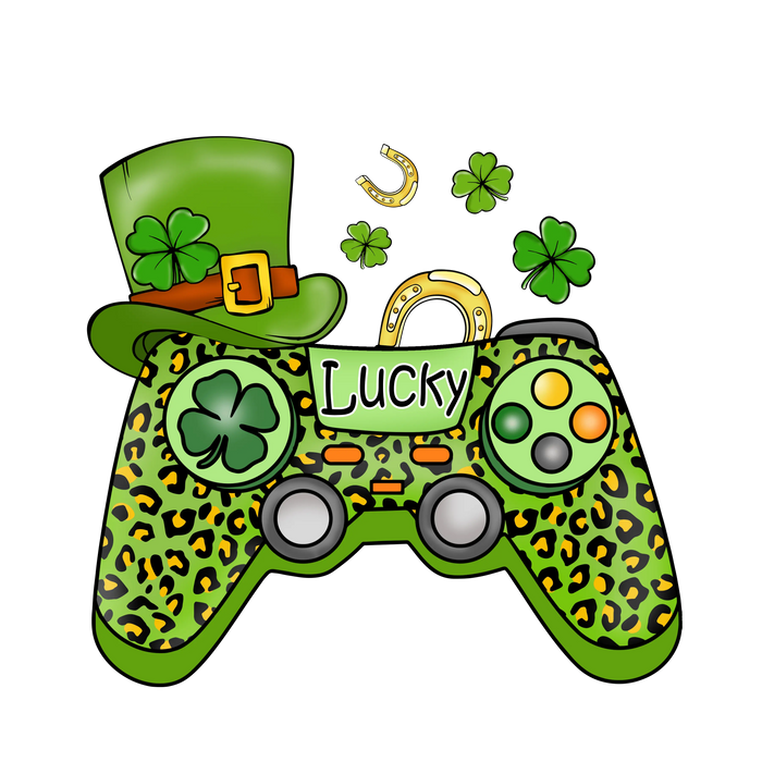 Patrick's Day Gamer Design pressed on a garment