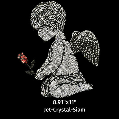 Angel With Rose 21088 Ready to Press Rhinestone Transfer
