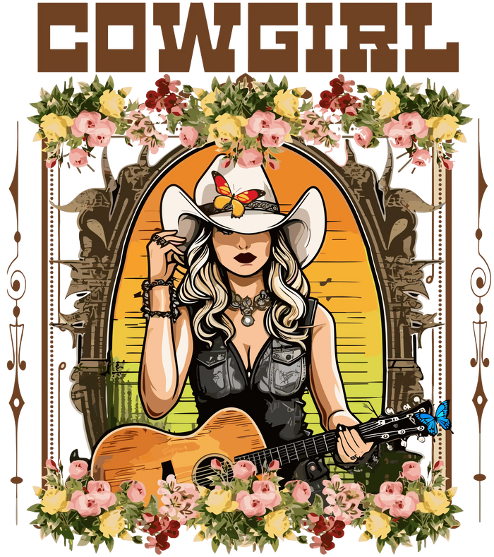 Country Music Cowgirl Design pressed on a garment
