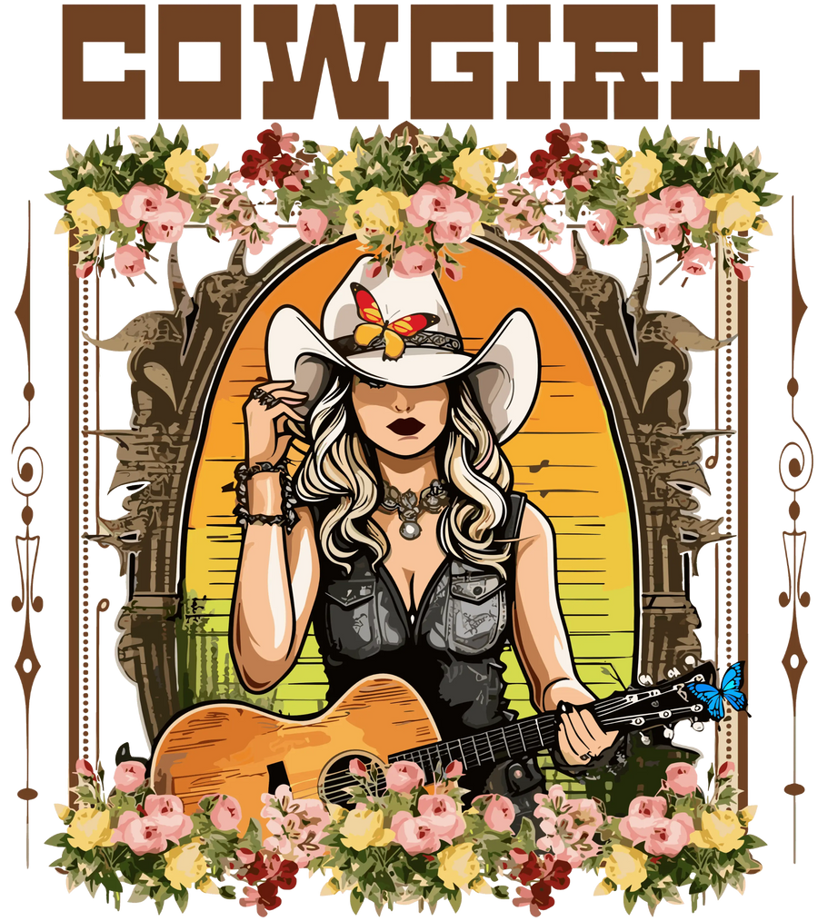Country Music Cowgirl Design - DTF Ready To Press