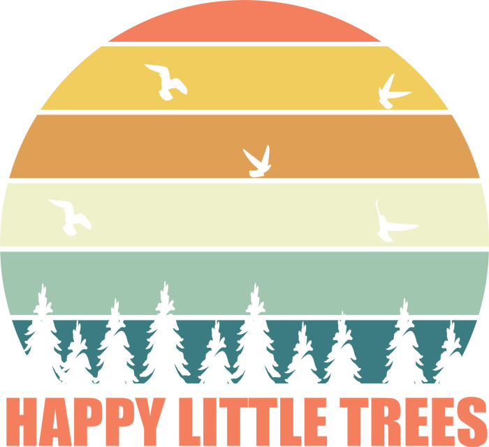 Happy Little Trees Design pressed on a garment