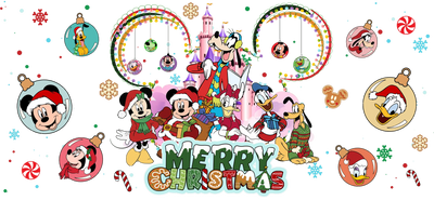 Christmas Mickey Glass Cup Wrap V1 | DTF Dallas - DTF Dallas 