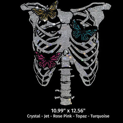 22003 Ribcage With Butterflies Rhinestone | DTF Dallas