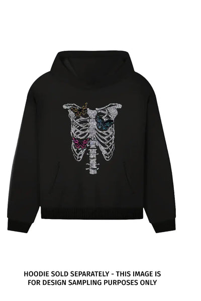 22003 Ribcage With Butterflies Rhinestone | DTF Dallas