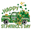 Happy Saint Patricks Day Clover Truck Design - DTF Ready To Press