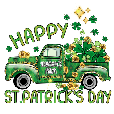 Happy Saint Patrick's Day Clover Truck Design | DTF Dallas - DTF Dallas 