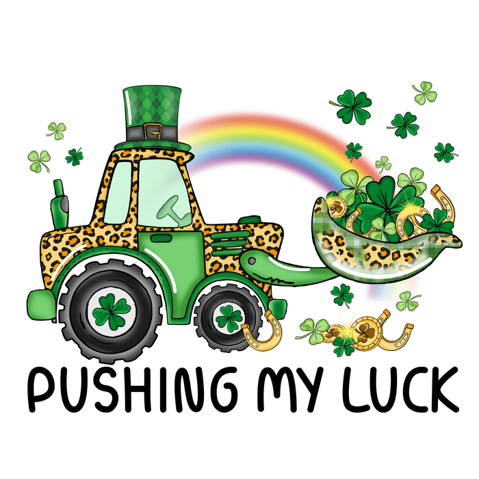 Lucky Charms Clover Truck Design pressed on a garment