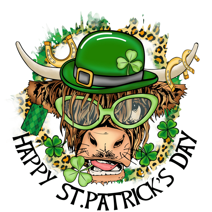 Patriks Day Cow Farm Life Design pressed on a garment