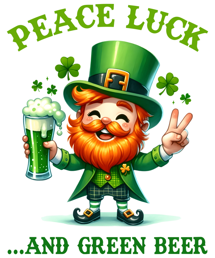 Peace Luck Funny St Patrick's Day Design pressed on a garment
