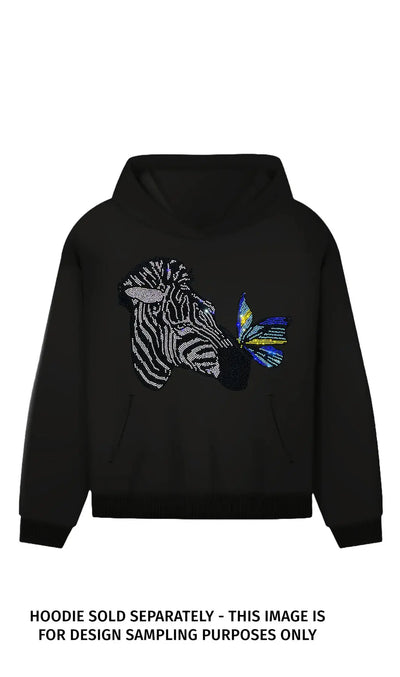 23032 Zebra with butterfly Rhinestone | DTF Dallas