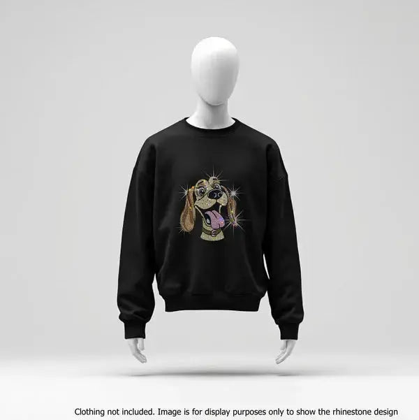 Ruffus Dog 23033  Rhinestone Transfer pressed on a garment