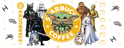 Grogu and Darth Vader Glass Cup Wrap V1 | DTF Dallas - DTF Dallas 