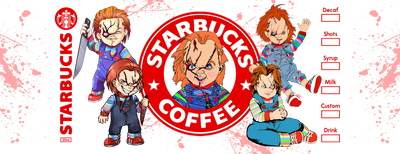 Child's Play Chucky Glass Cup Wrap Design | DTF Dallas - DTF Dallas 