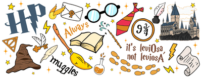 Harry Potter Hogwarts Muggle Glass Cup Wrap V1 | DTF Dallas - DTF Dallas 