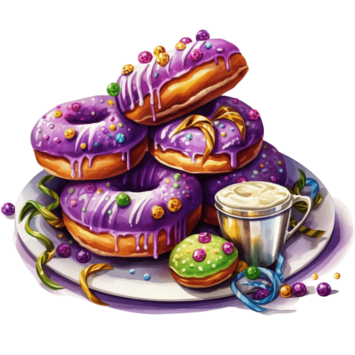 Mardi Gras Donut Lover Design pressed on a garment