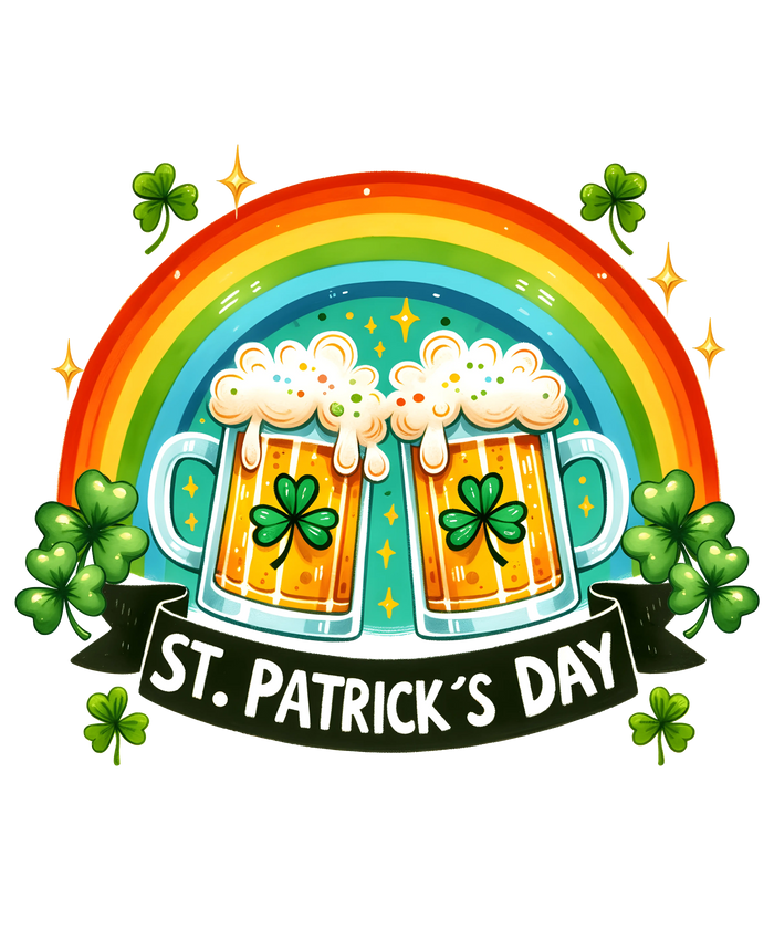 Happy St. Patrick's Day Rainbow Design pressed on a garment