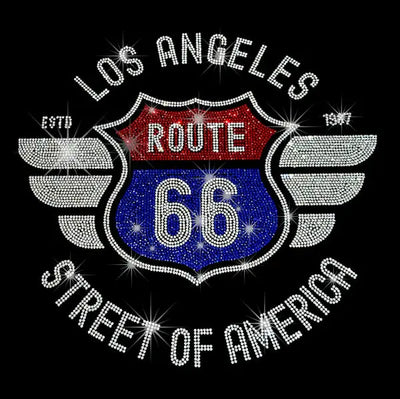 Route 66 LA 25040 Ready to Press Rhinestone Transfer - DTF Dallas 