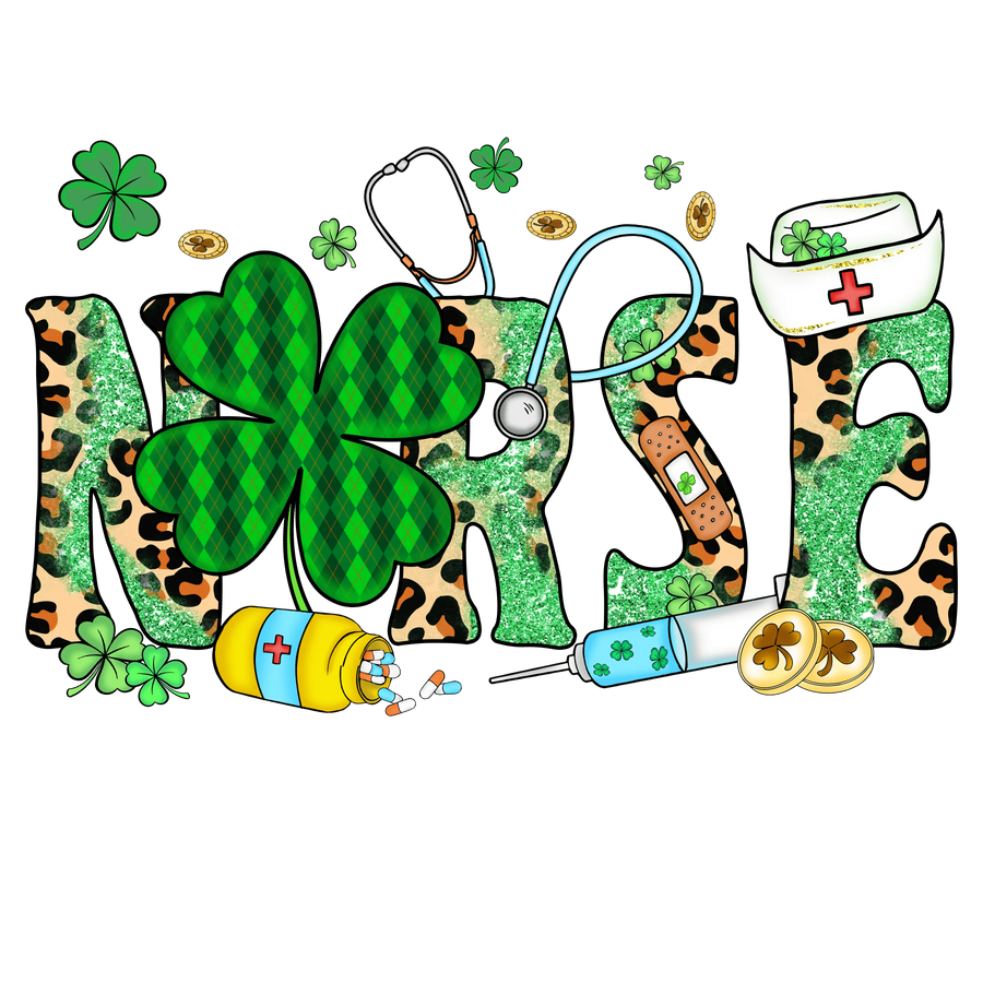 Nurse Saint Patrick's Day Clover Design | DTF Dallas