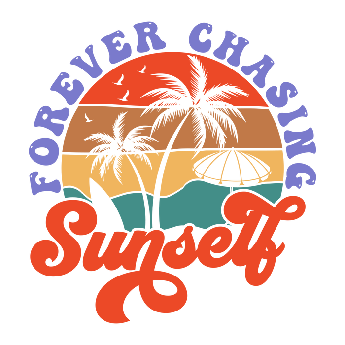 Retro Sunset Design pressed on a garment
