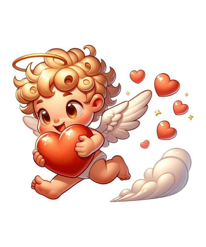 Baby Cupid Heart Design pressed on a garment
