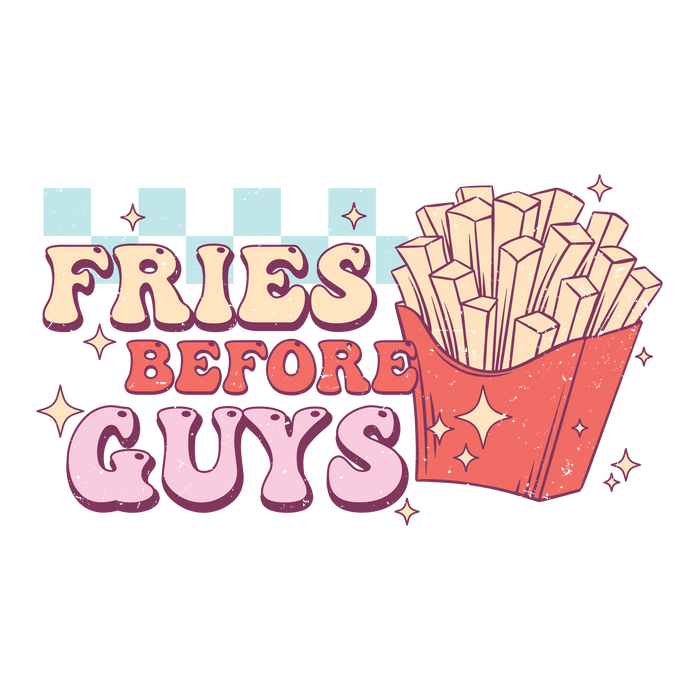 Fries Before Guys Couple Design pressed on a garment