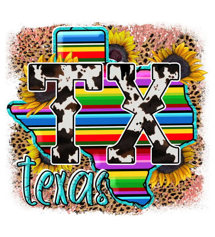 Tx Texas Leopard Design pressed on a garment