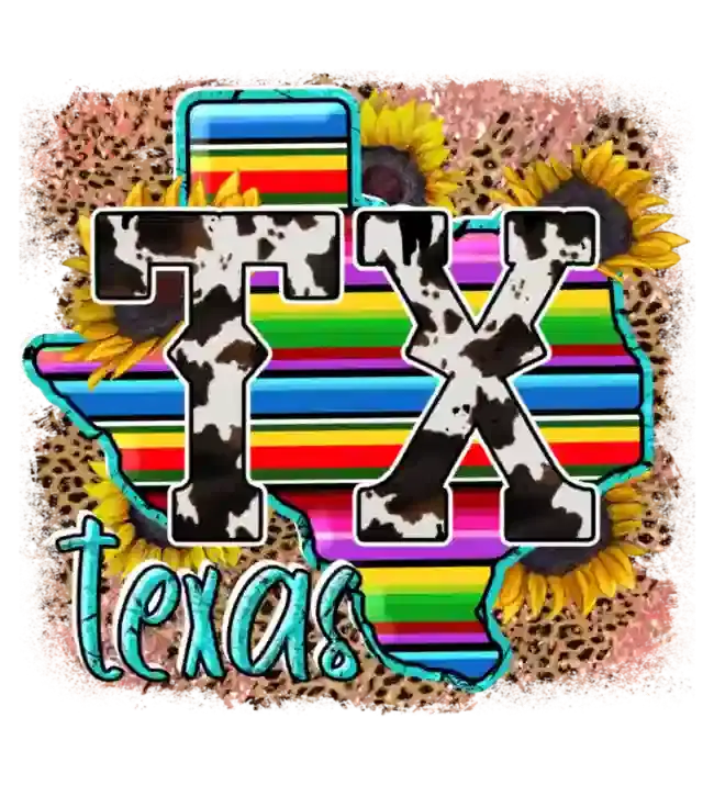 Tx Texas Leopard Design pressed on a garment