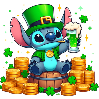 Disney Stitch St. Patrick's Green Beer Design | DTF Dallas - DTF Dallas 