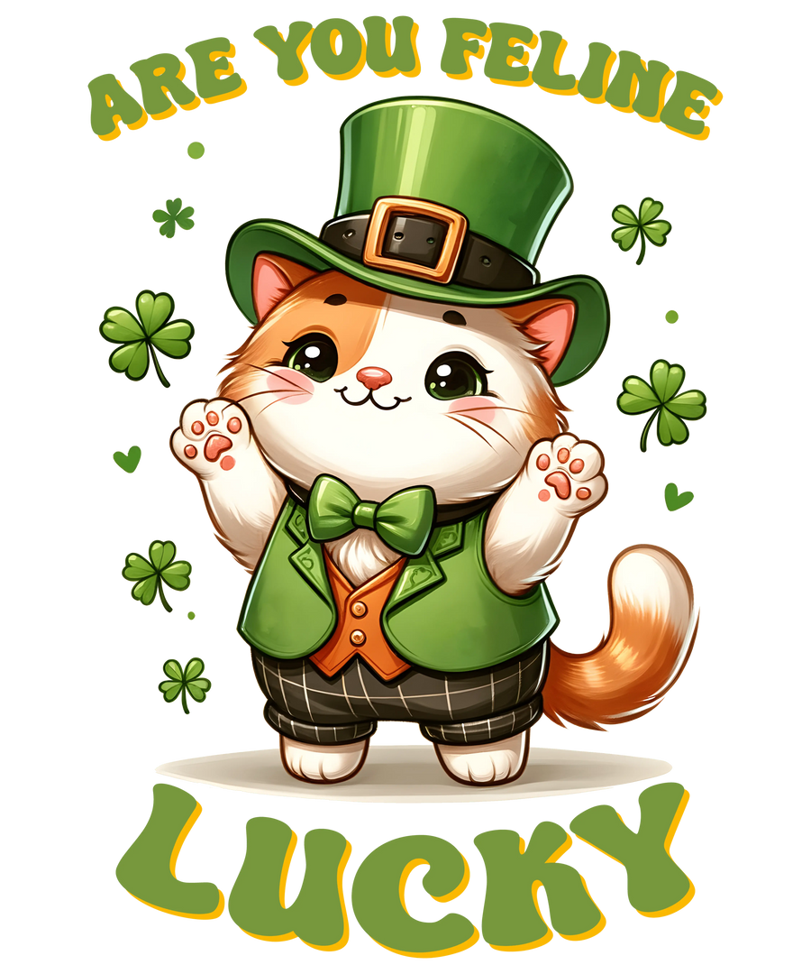 Happy Patrick's Day Feline Lucky Cat Design | DTF Dallas