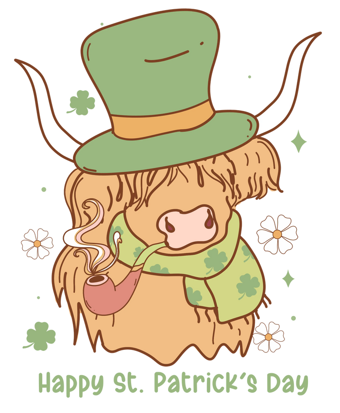 Funny Patrick's Day Cow Western Design pressed on a garment