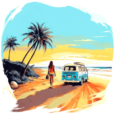 Retro Beach Vibes Design - DTF Ready To Press - DTF Dallas 