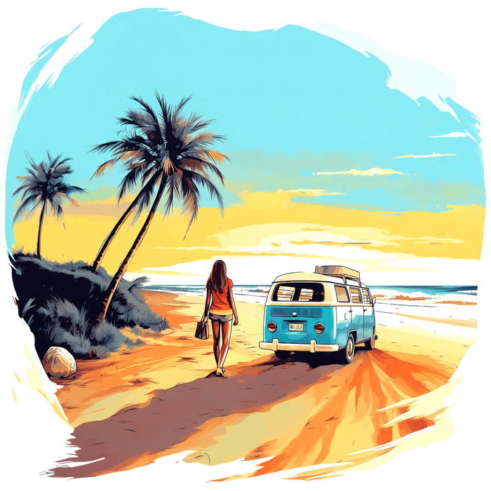Retro Beach Vibes Design pressed on a garment