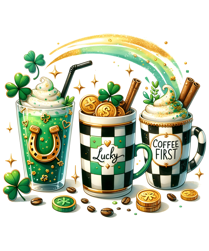 Saint Patrick's Day Coffee Lover Design pressed on a garment