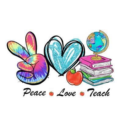 Peach Love Teach Design - DTF Ready To Press - DTF Dallas 