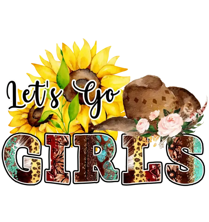Let's Go Girls Sunflower Design pressed on a garment