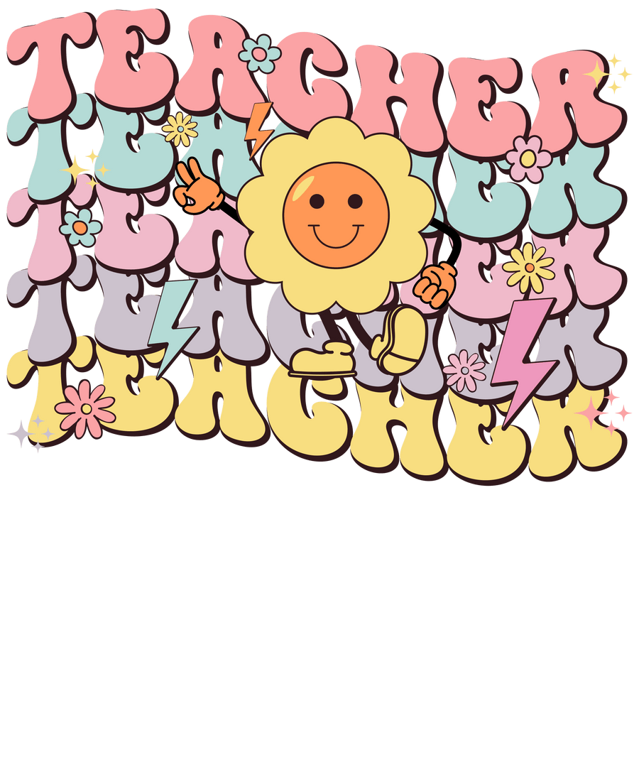 Retro Teacher Design - DTF Ready To Press