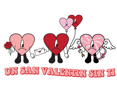 Un San Valentine Sin Ti Bad Bunny Cupid Design | DTF Dallas - DTF Dallas 
