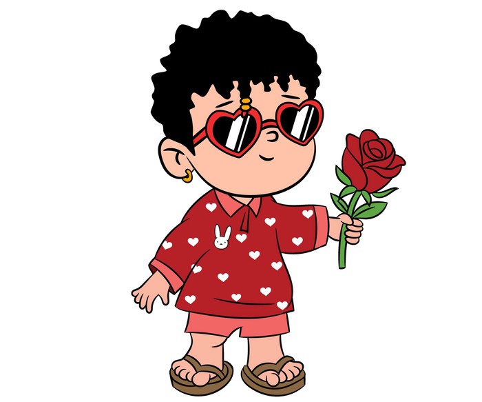 Bad Bunny Rose for You Valentine's Design pressed on a garment