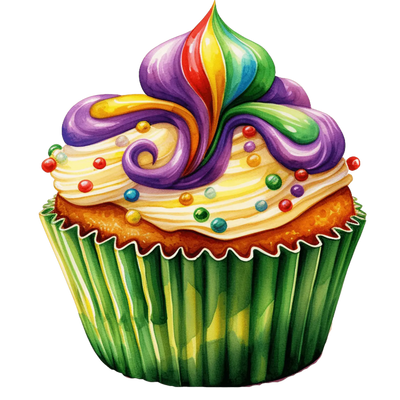 Mardi Gras King Cupcake Design - DTF Ready To Press - DTF Dallas 