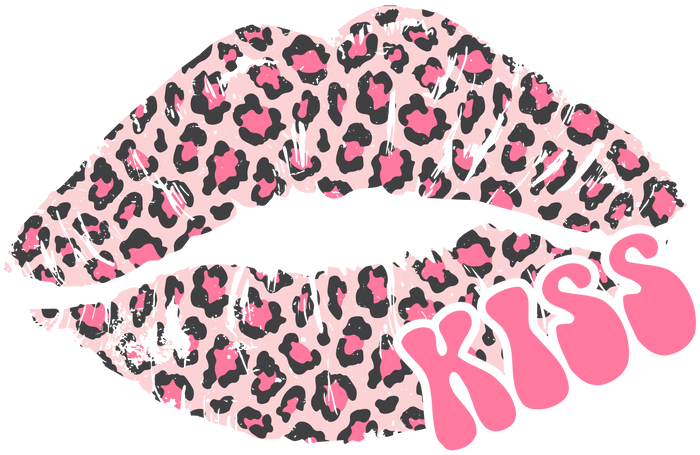 Kiss Valentine's Day Leopard Design pressed on a garment