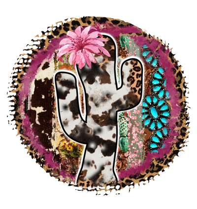 Wild Cactus Leopard Design - DTF Ready To Press - DTF Dallas 