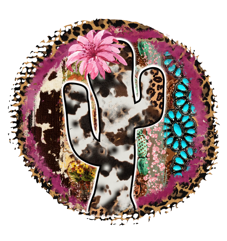 Wild Cactus Leopard Design - DTF Ready To Press
