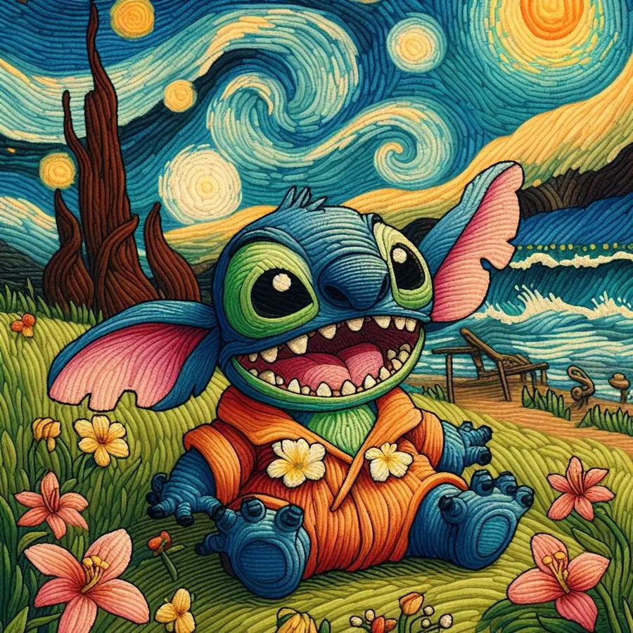 Stitch Van Gogh Style The Starry Night Press V1 | DTF Dallas