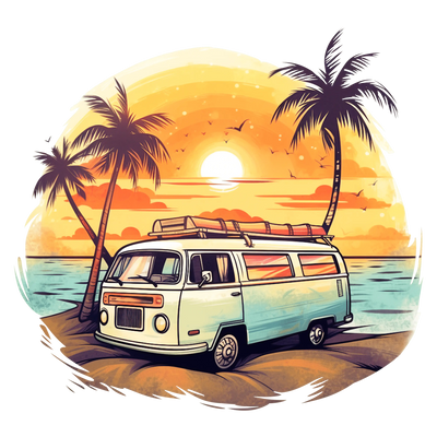 Retro Summer Sunset Design - DTF Ready To Press - DTF Dallas 