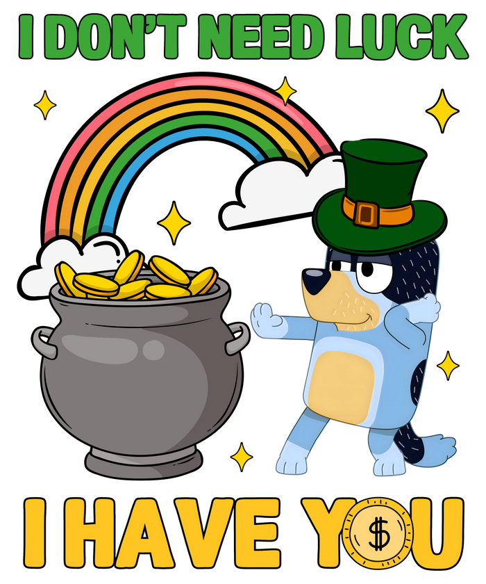 St. Patrick's Day Cool Bluey Design pressed on a garment