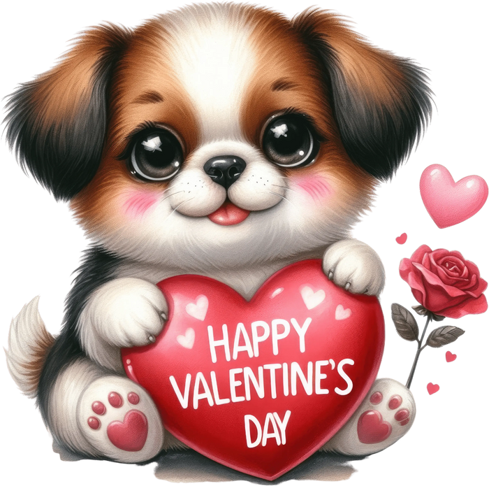 Happy Valentine's Day Puppy Design pressed on a garment