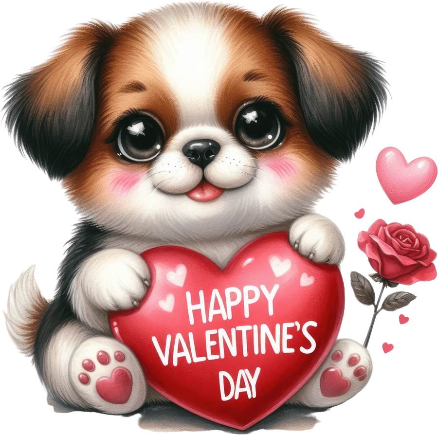 Happy Valentine's Day Puppy Design | DTF Dallas