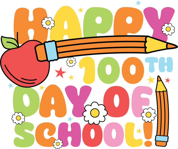 Happy 100 Days of School Teacher Design pressed on a garment